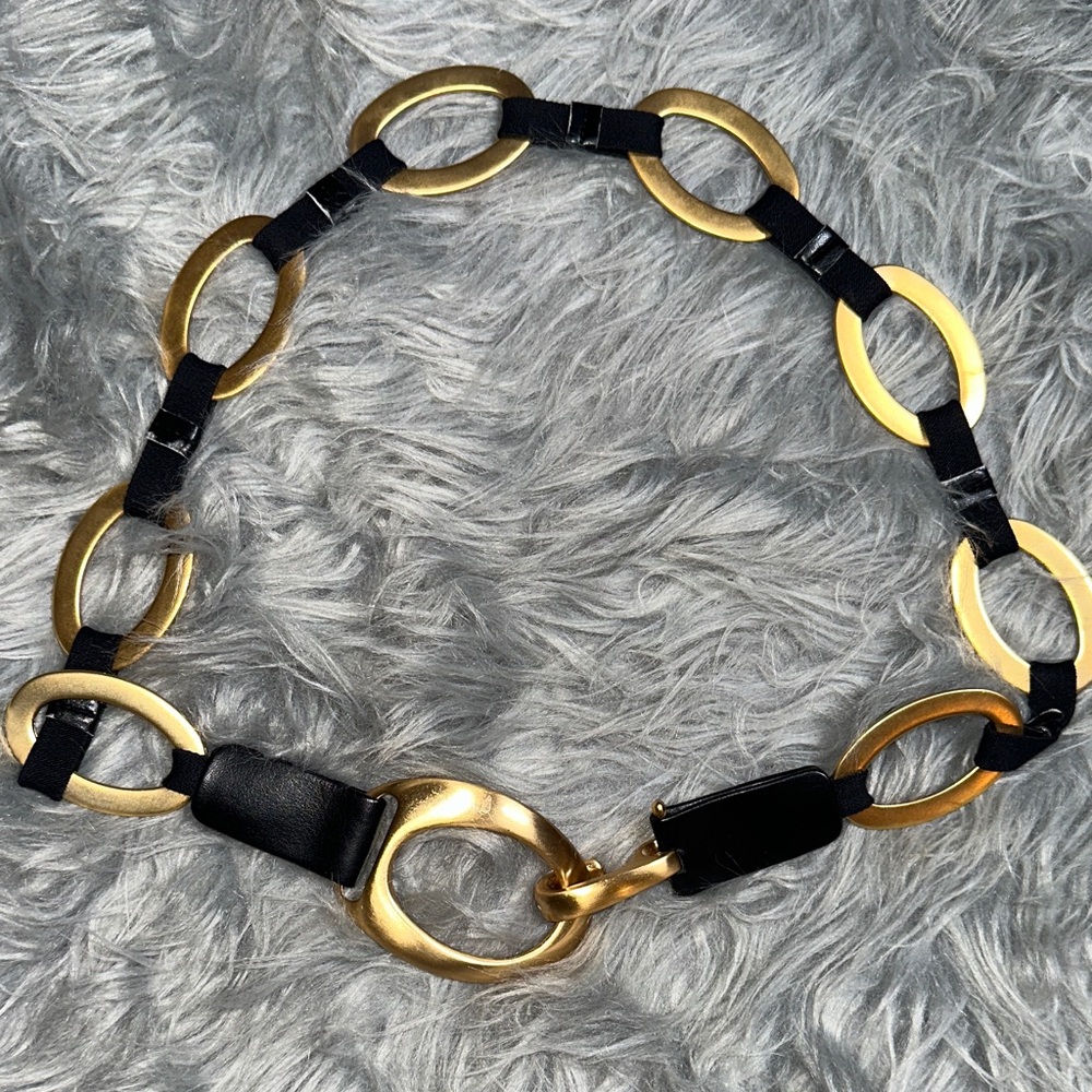 Guess by Marciano Black and Gold Oval Link Belt